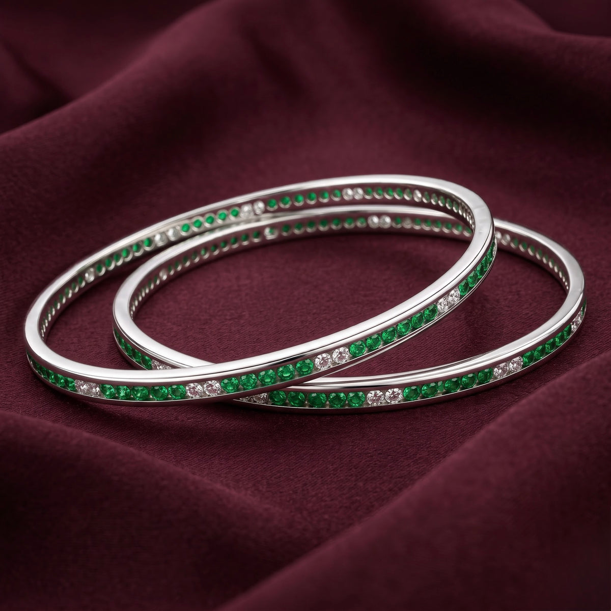 Emerald Tennis Bangle Set