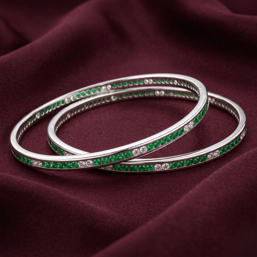 Emerald Tennis Bangle Set