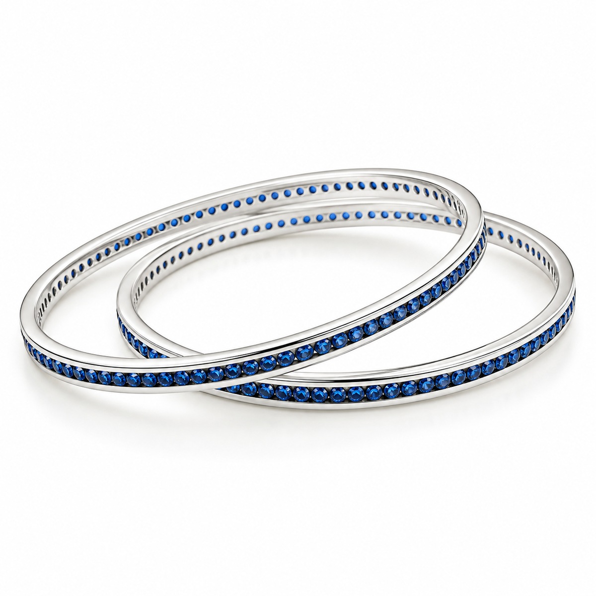 Sapphire Blue Tennis Bangle Set