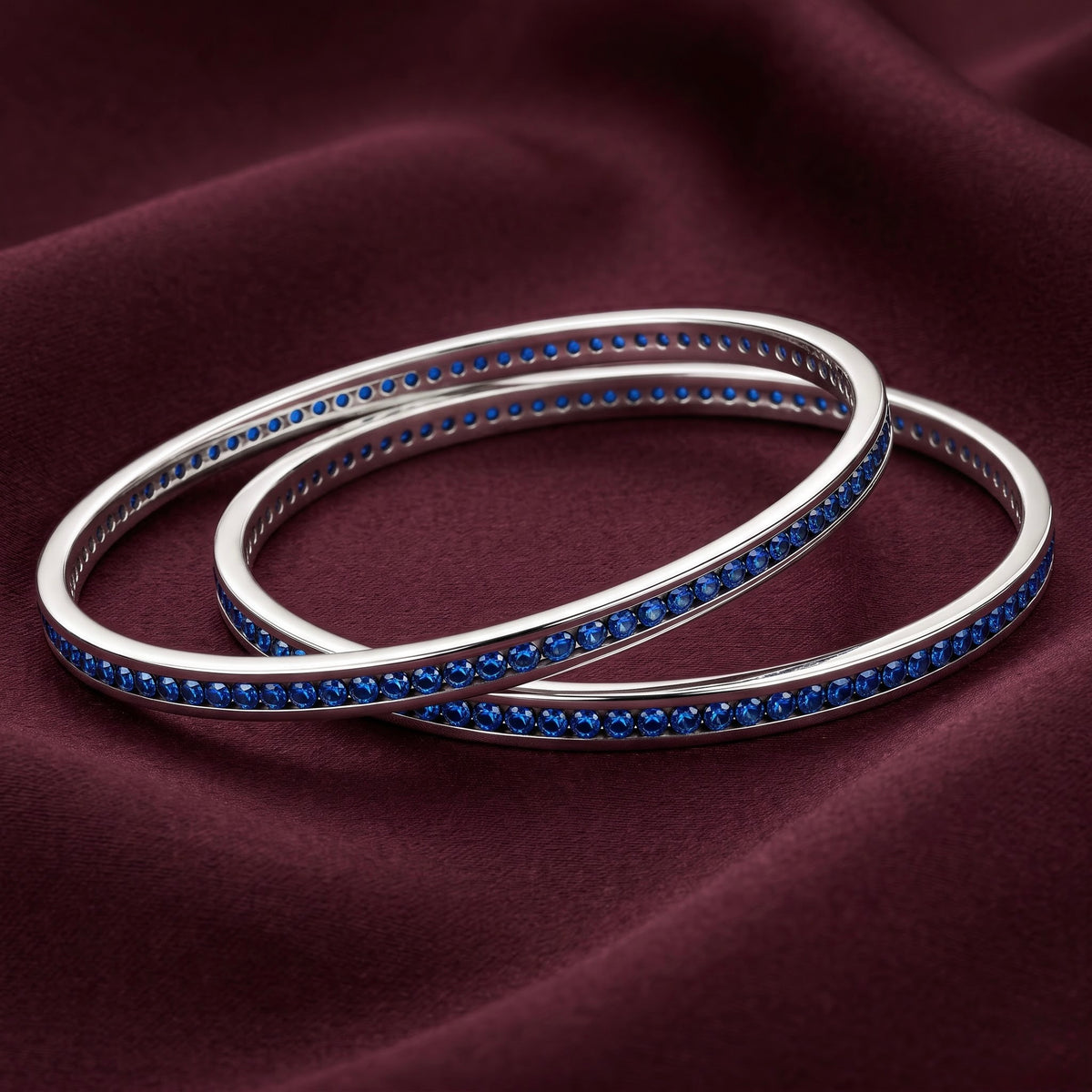 Sapphire Blue Tennis Bangle Set