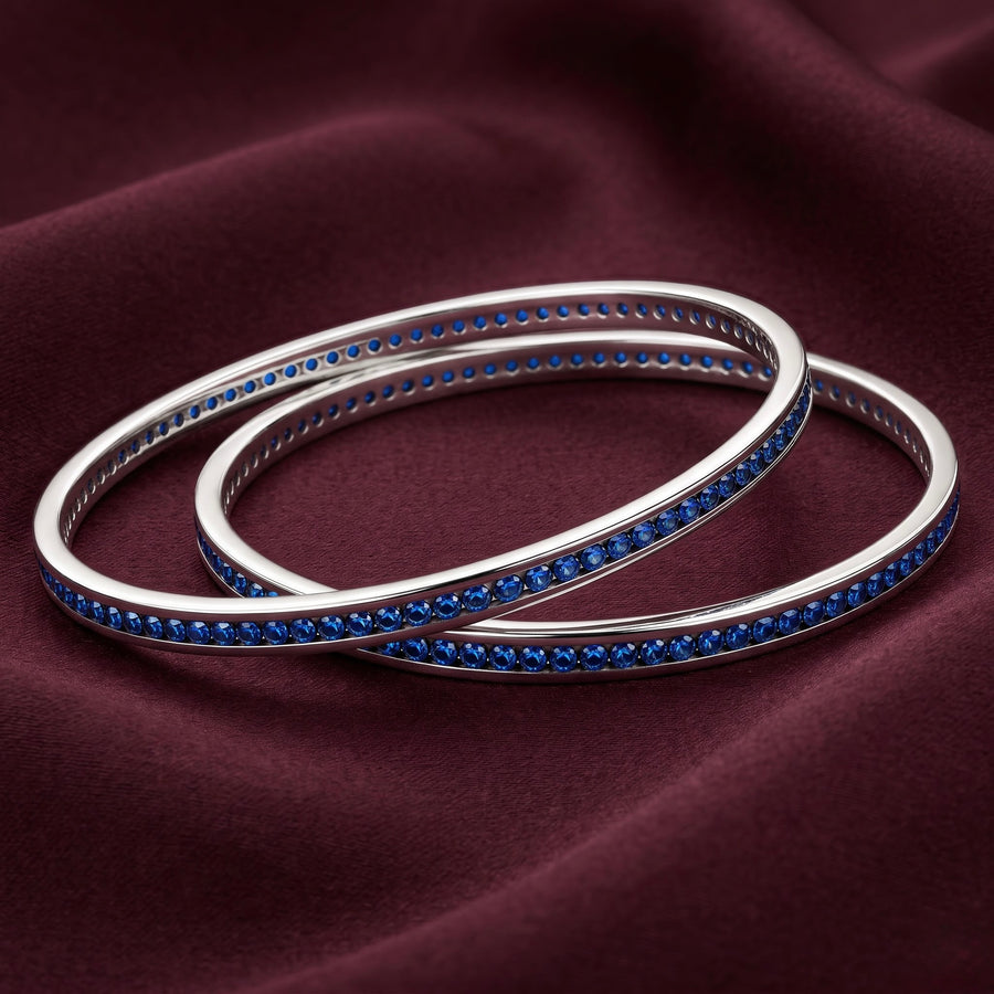 Sapphire Blue Tennis Bangle Set