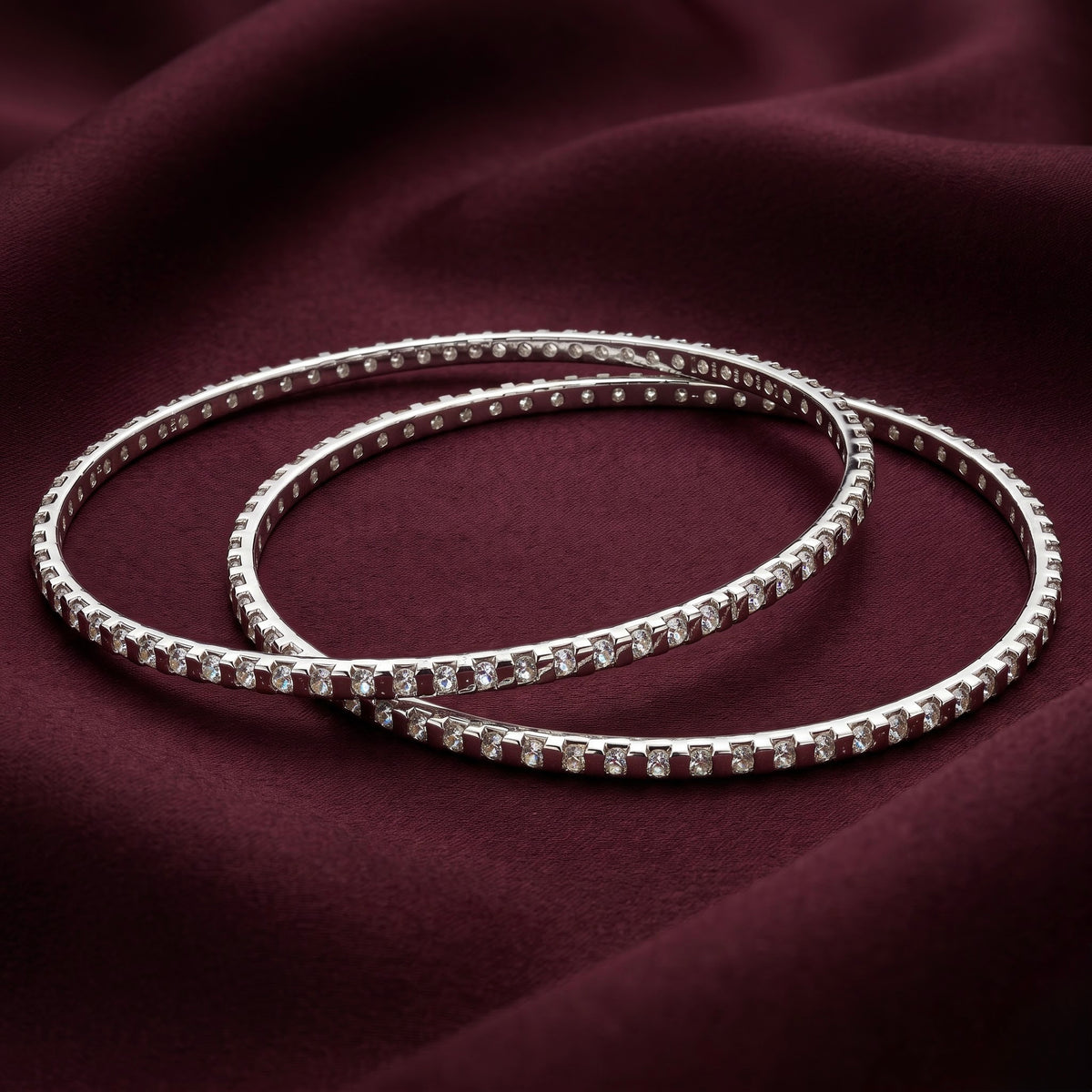 Classic Crystal Silver Bangles