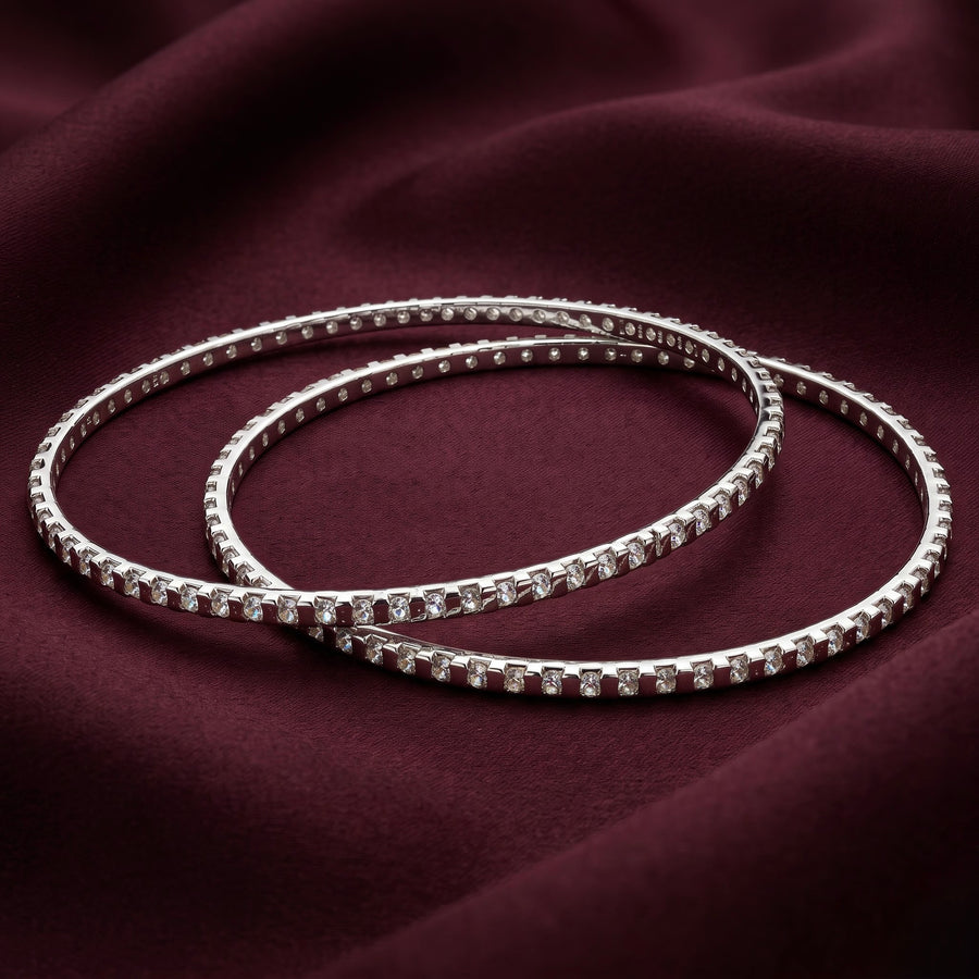 Classic Crystal Silver Bangles