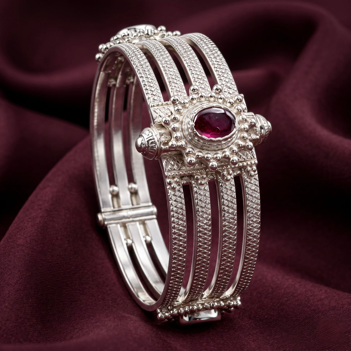 Vintage Garnet Multi-Band Bangle