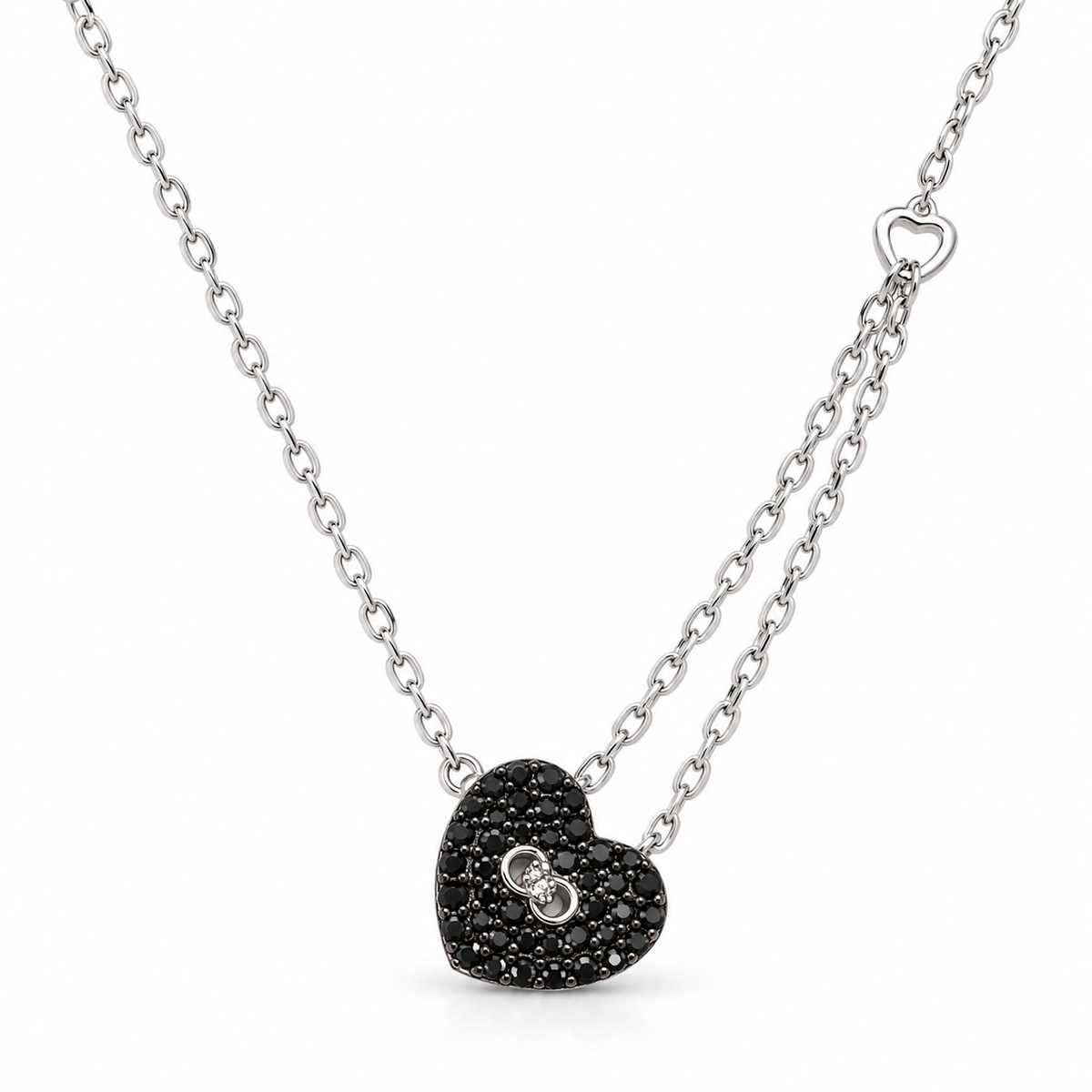 Black Heart Double-Layer Pendant