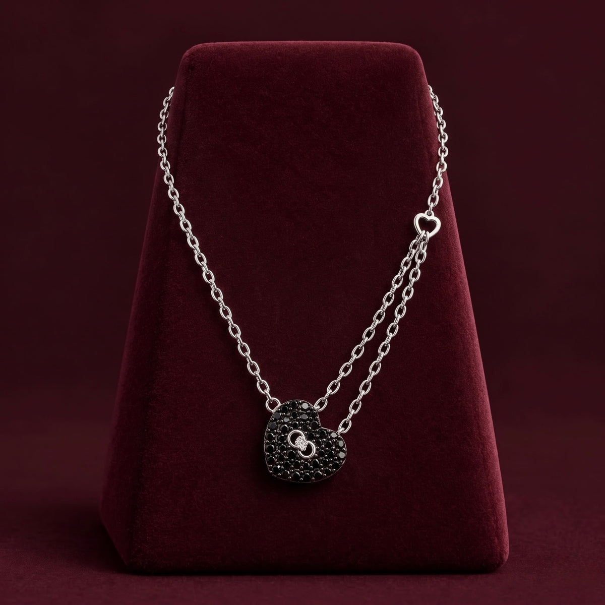 Black Heart Double-Layer Pendant