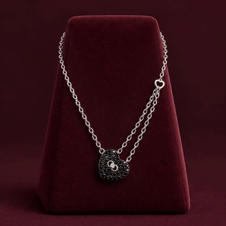 Black Heart Double-Layer Pendant