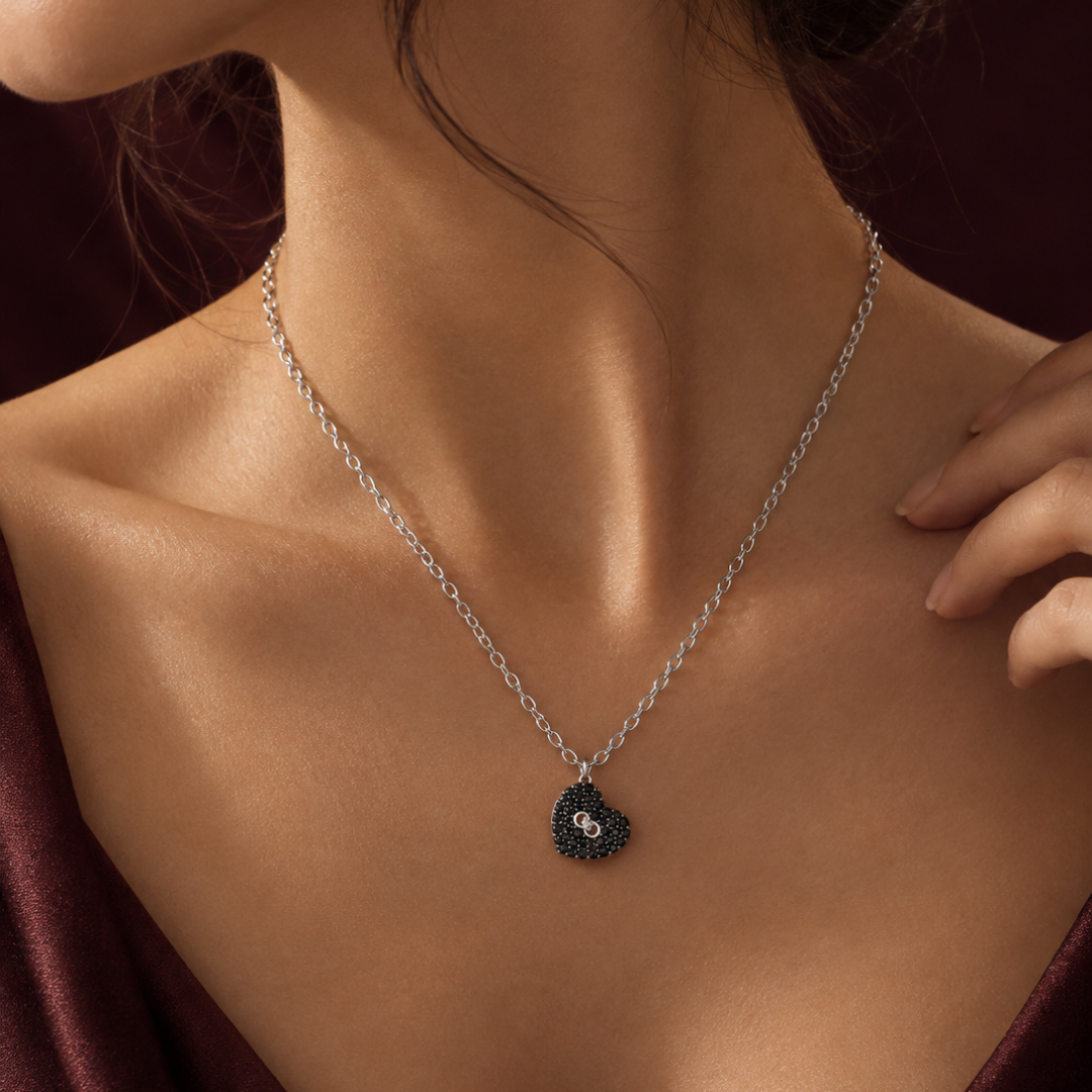 Black Heart Double-Layer Pendant
