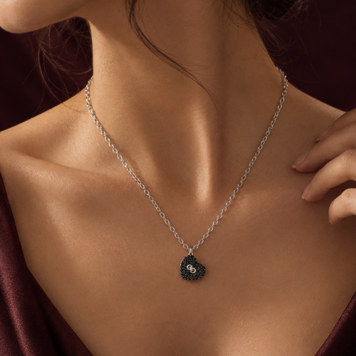 Black Heart Double-Layer Pendant