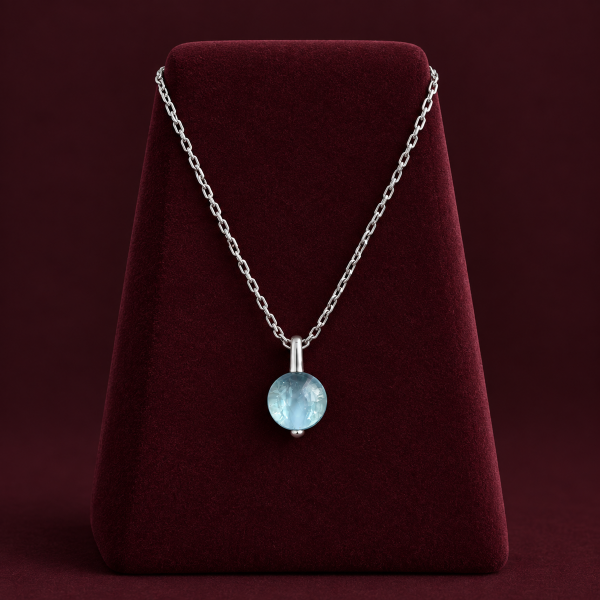 Blue Crystal Ball Pendant Chain