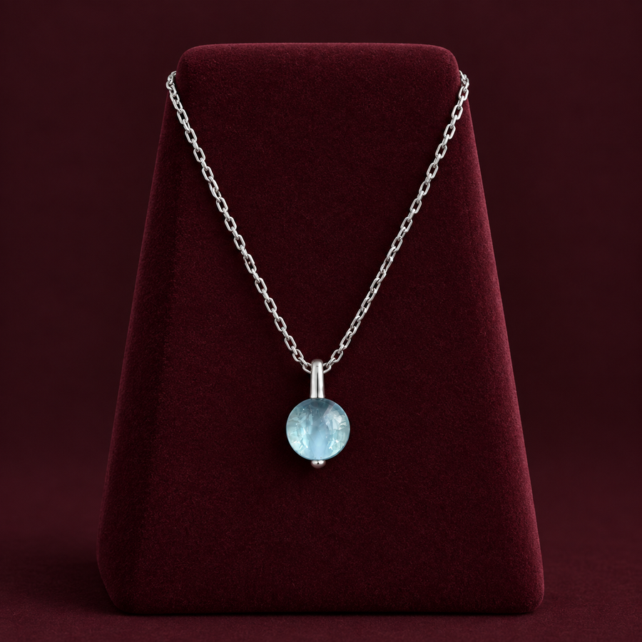 Blue Crystal Ball Pendant Chain