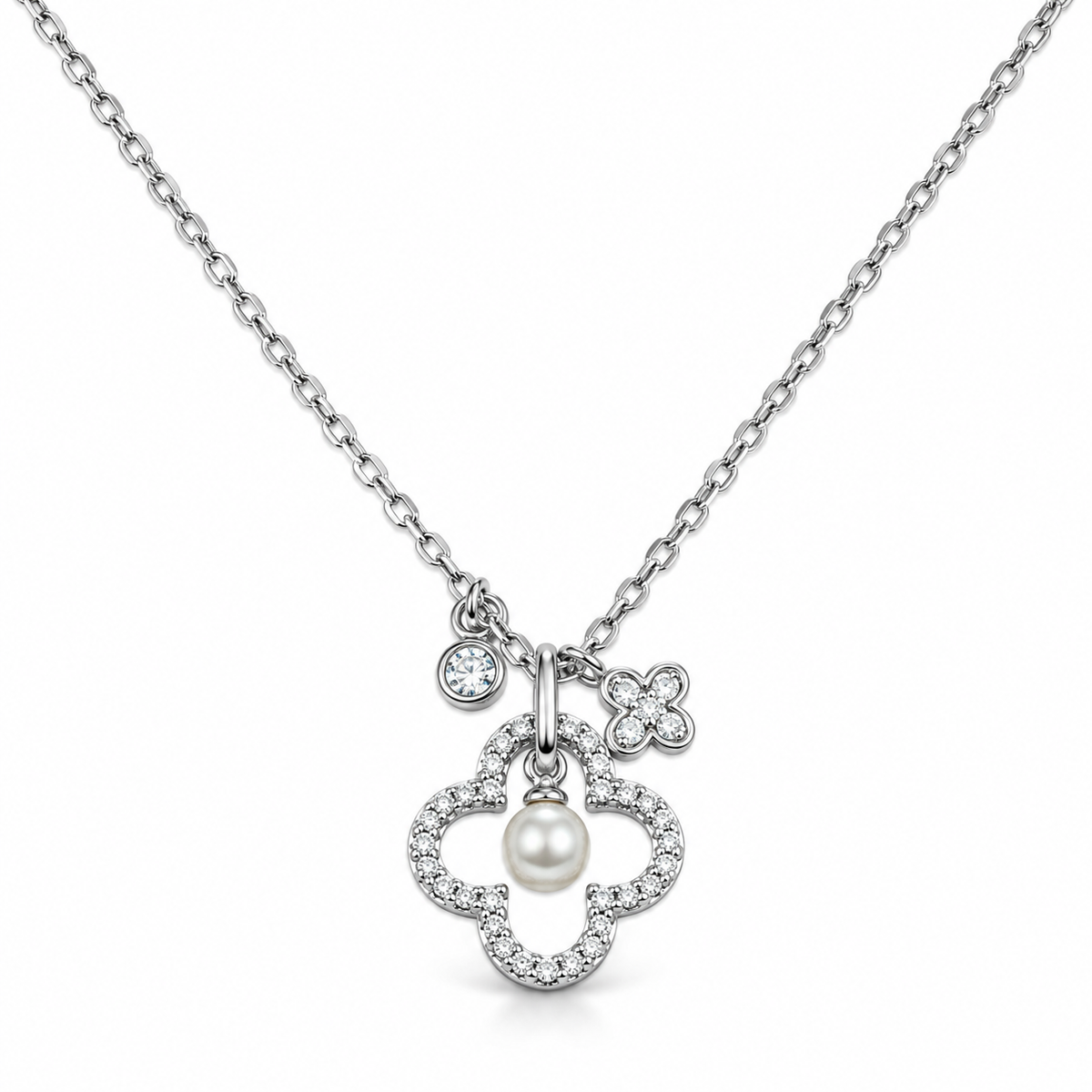 Pearl Clover Charm Necklace