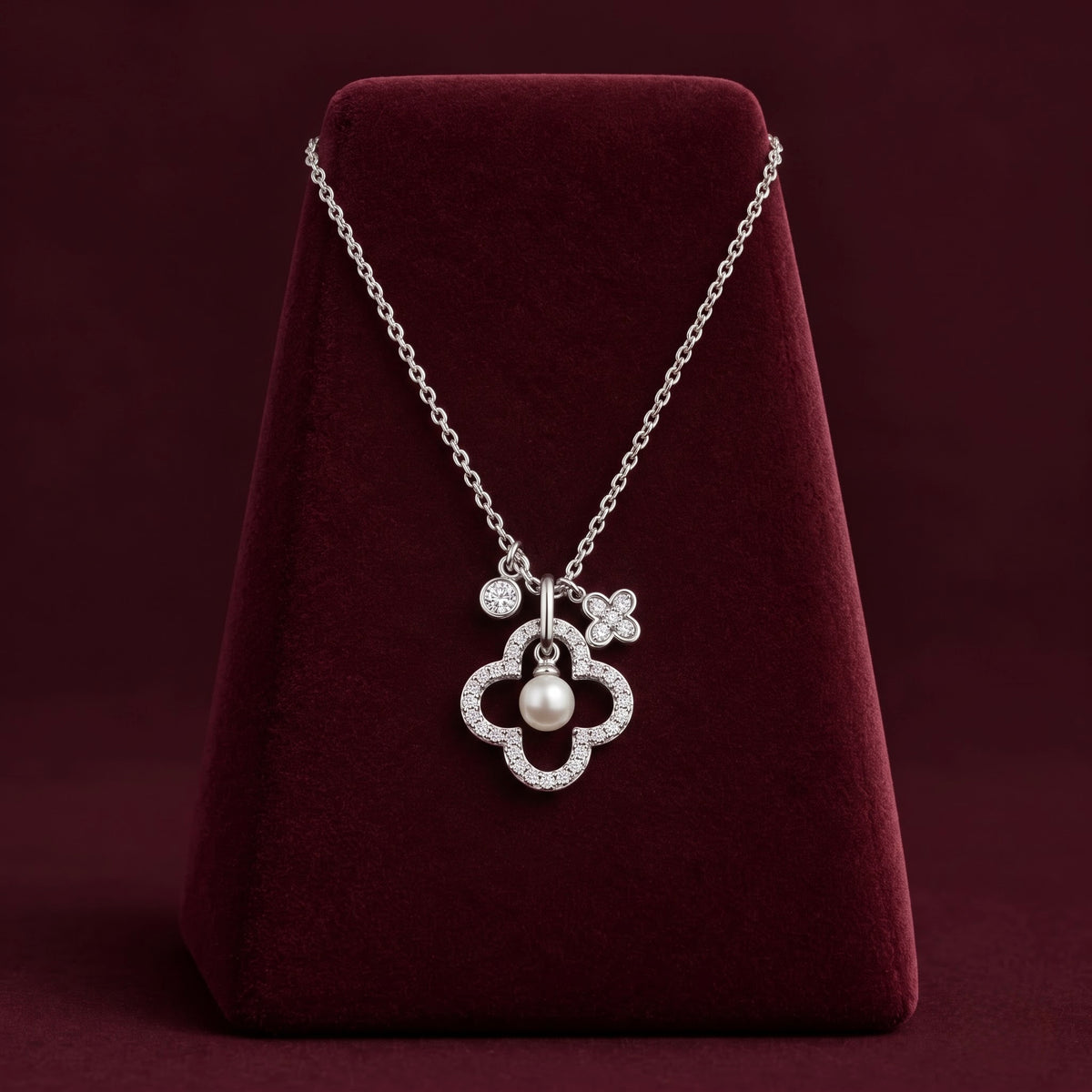Pearl Clover Charm Necklace