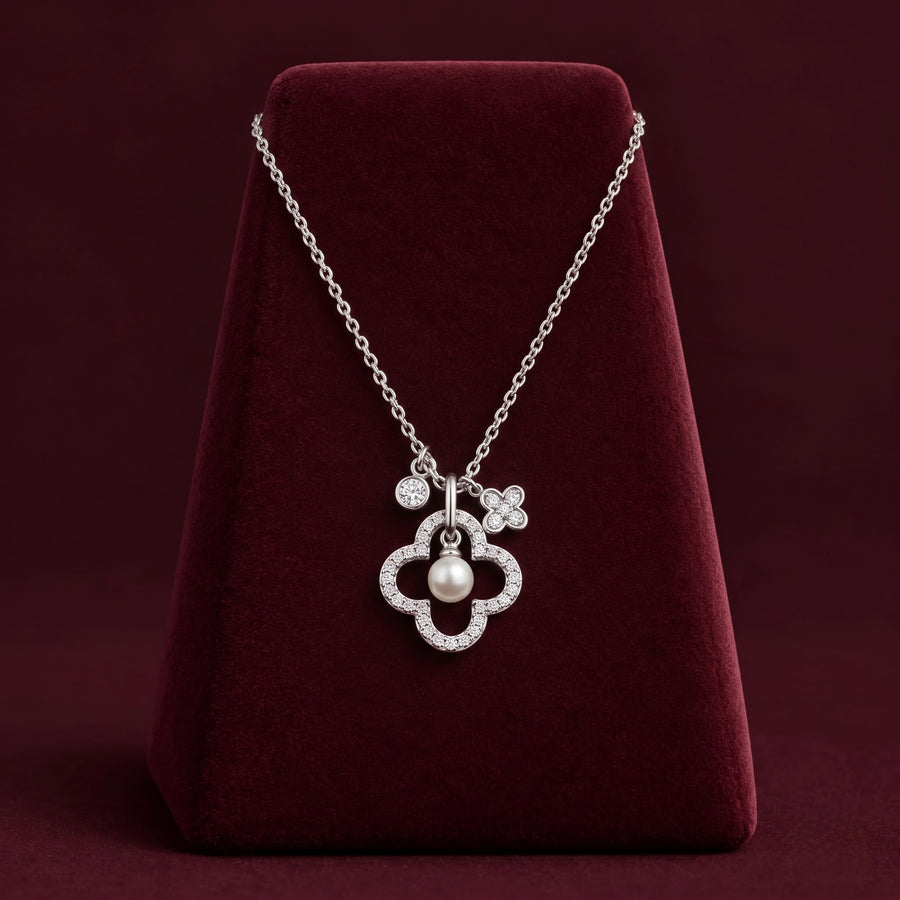 Pearl Clover Charm Necklace