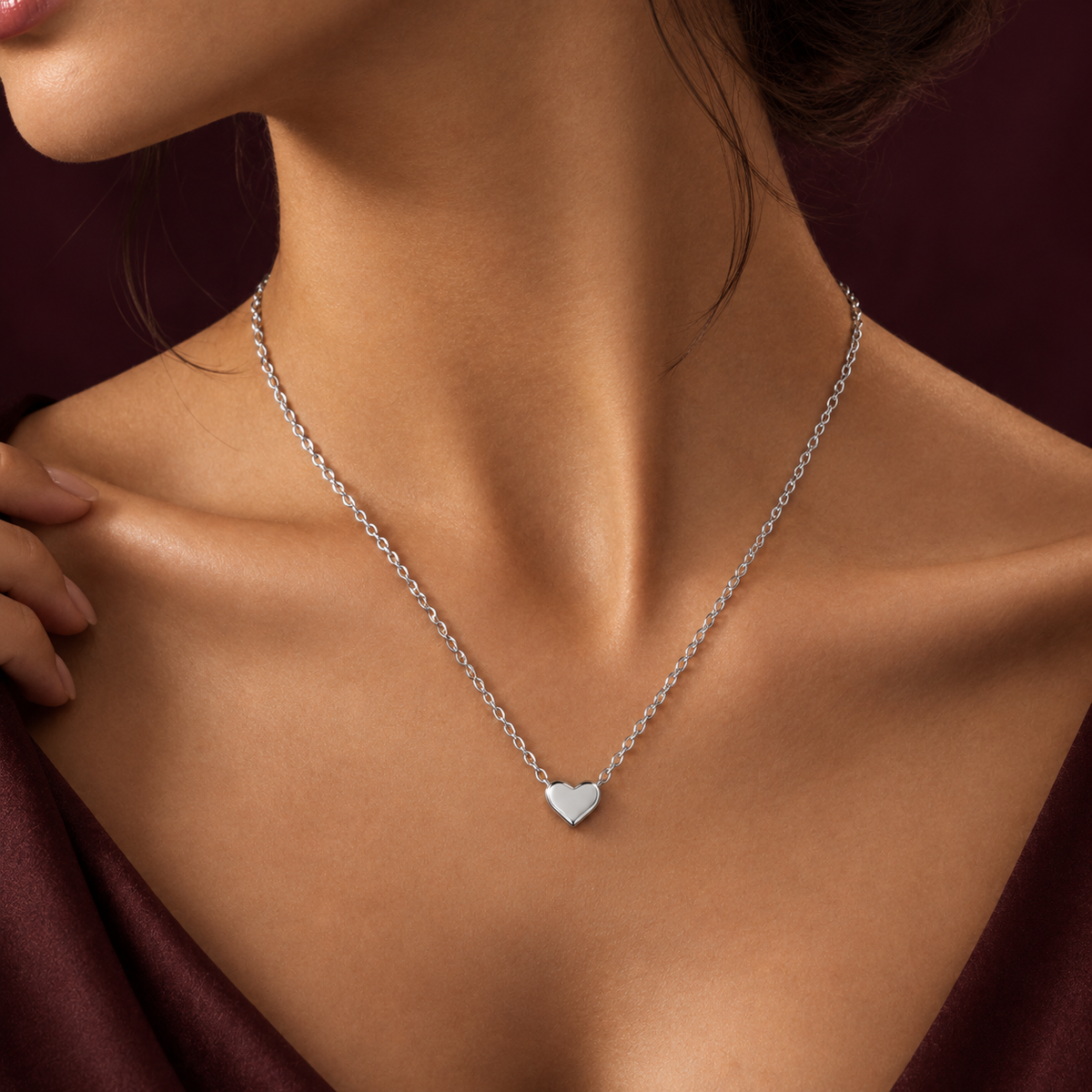 Classic Heart Silver Necklace