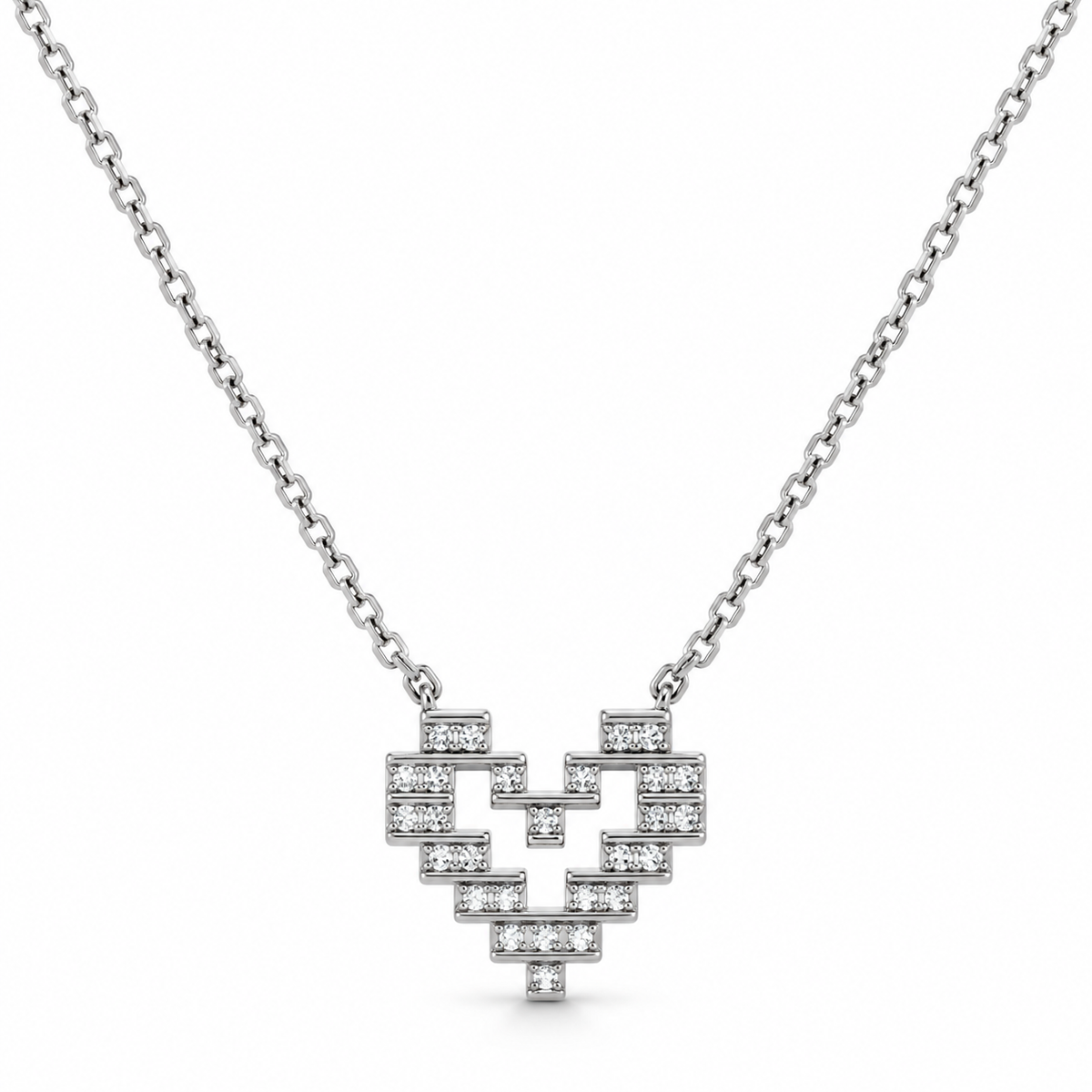 Geometric Heart Silver Necklace