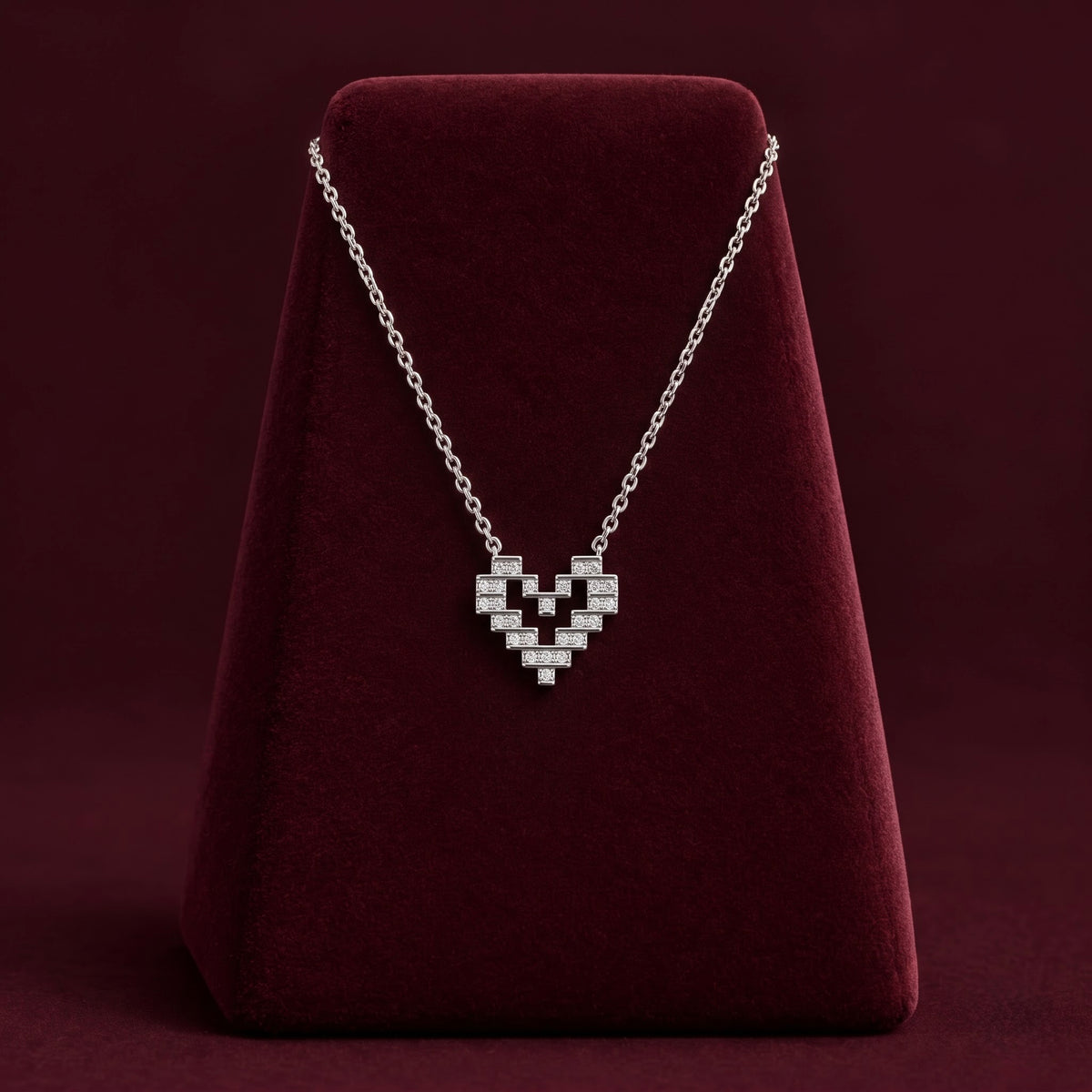 Geometric Heart Silver Necklace