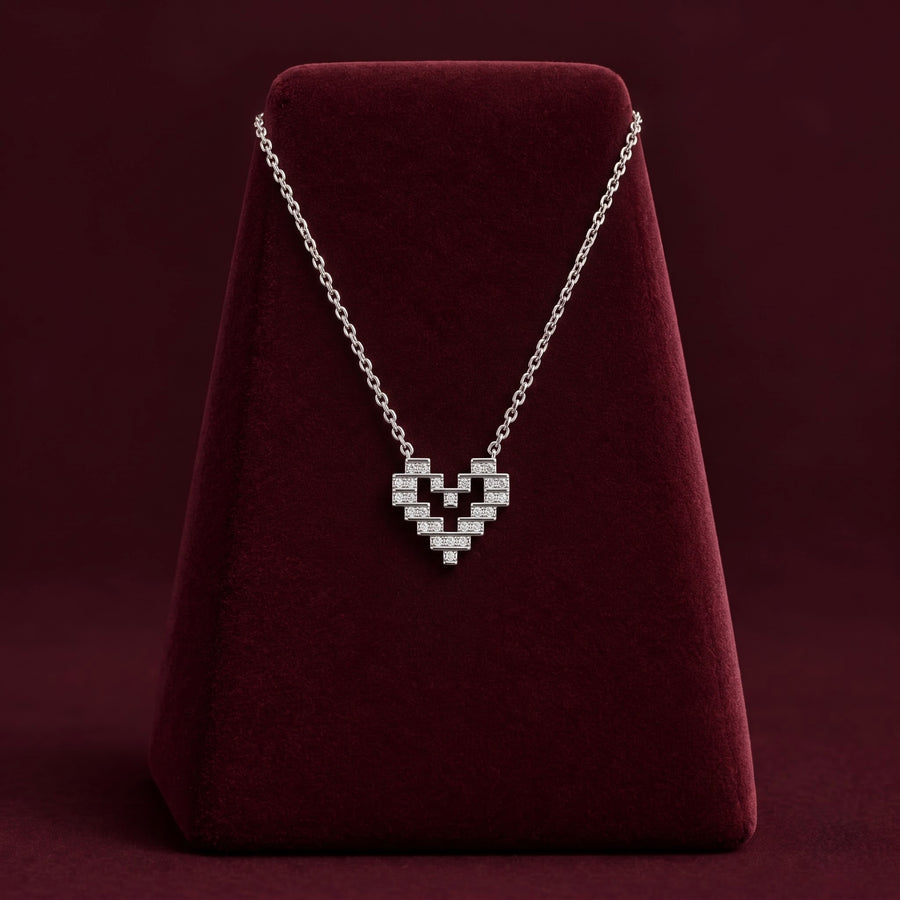 Geometric Heart Silver Necklace