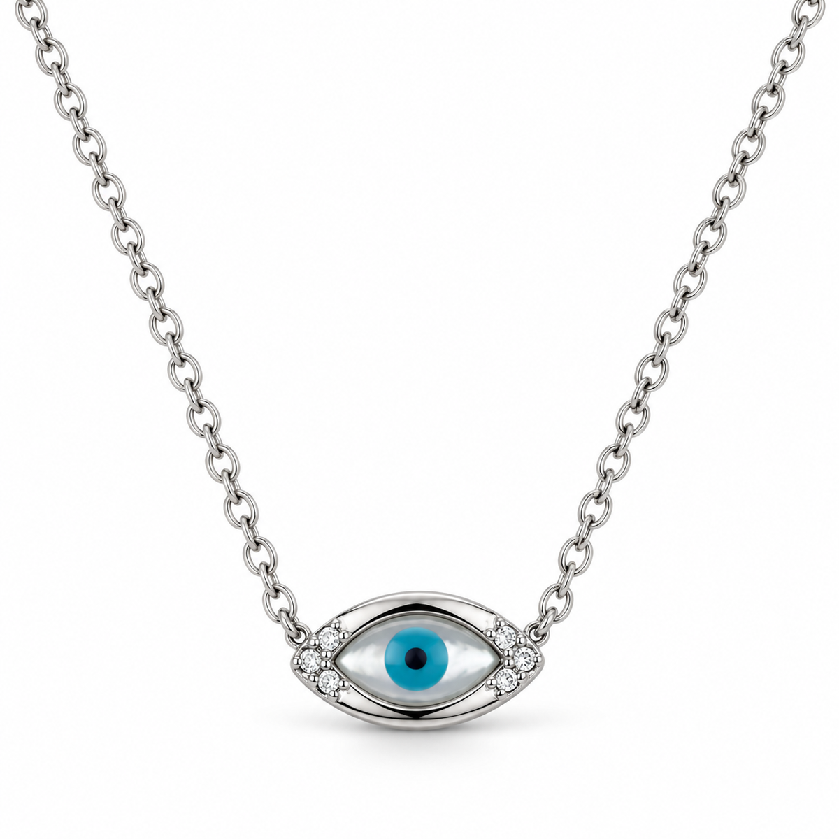 Evil Eye Sparkle Silver Necklace