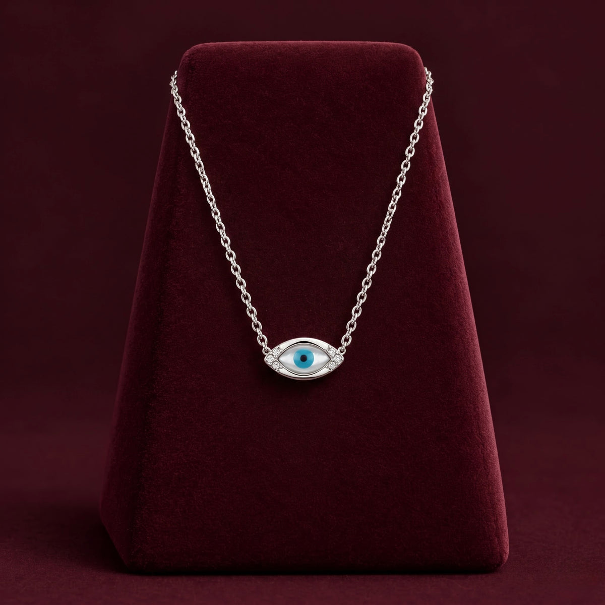 Evil Eye Sparkle Silver Necklace