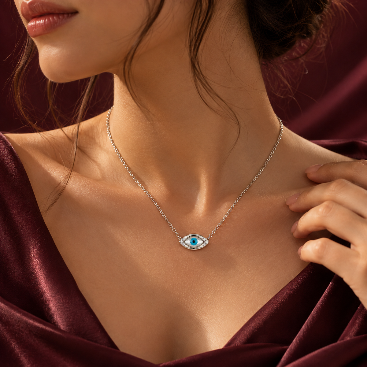 Evil Eye Sparkle Silver Necklace