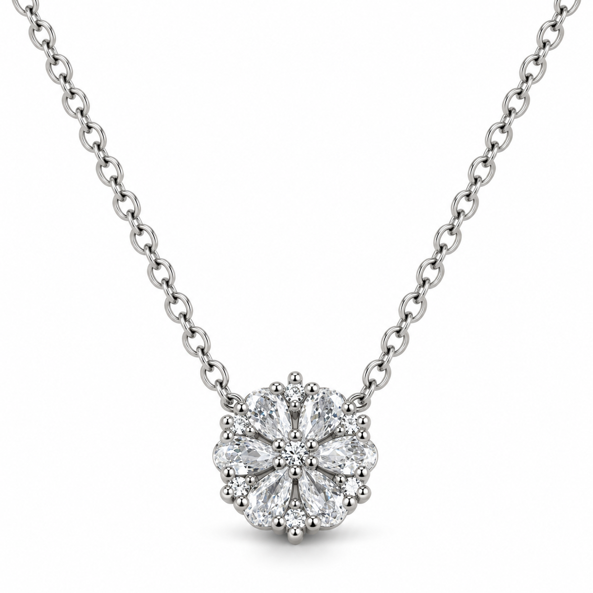 Blooming Floral Silver Necklace