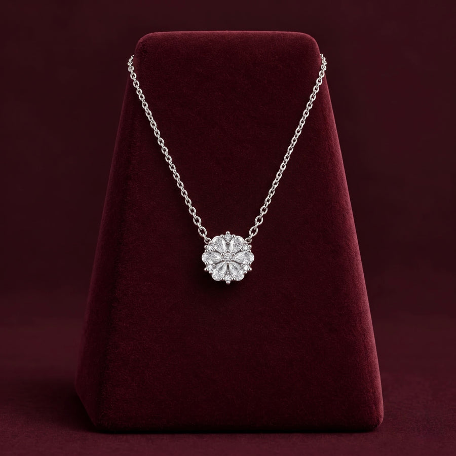 Blooming Floral Silver Necklace