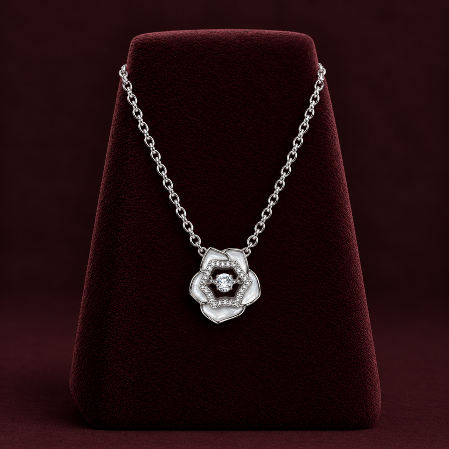 Pearl Flower Halo Pendant Necklace
