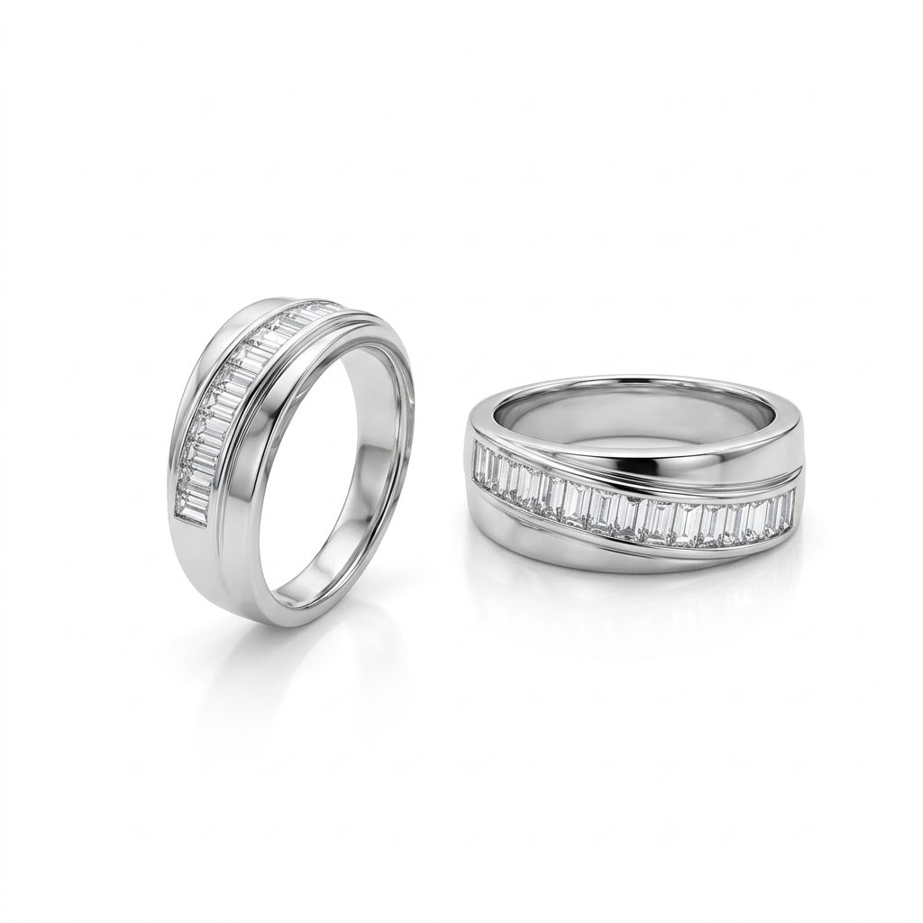 Classic Baguette Couple Rings