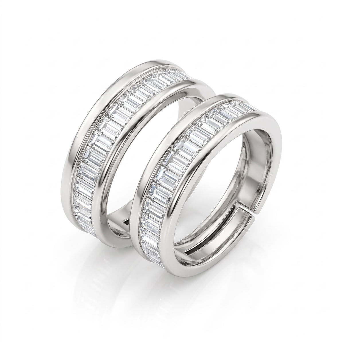 Baguette Stone Couple Rings
