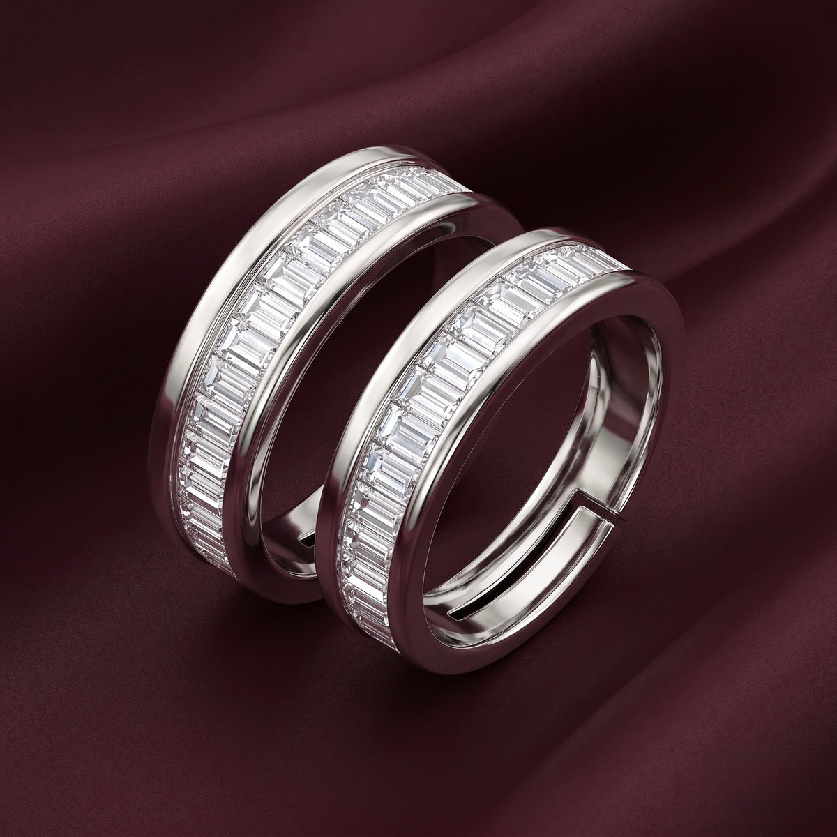 Baguette Stone Couple Rings