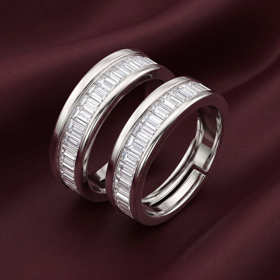 Baguette Stone Couple Rings