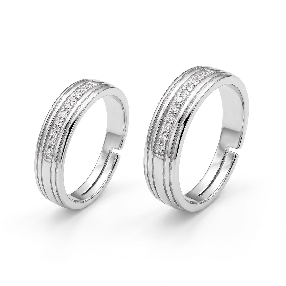 Elegant Silver Couple Rings