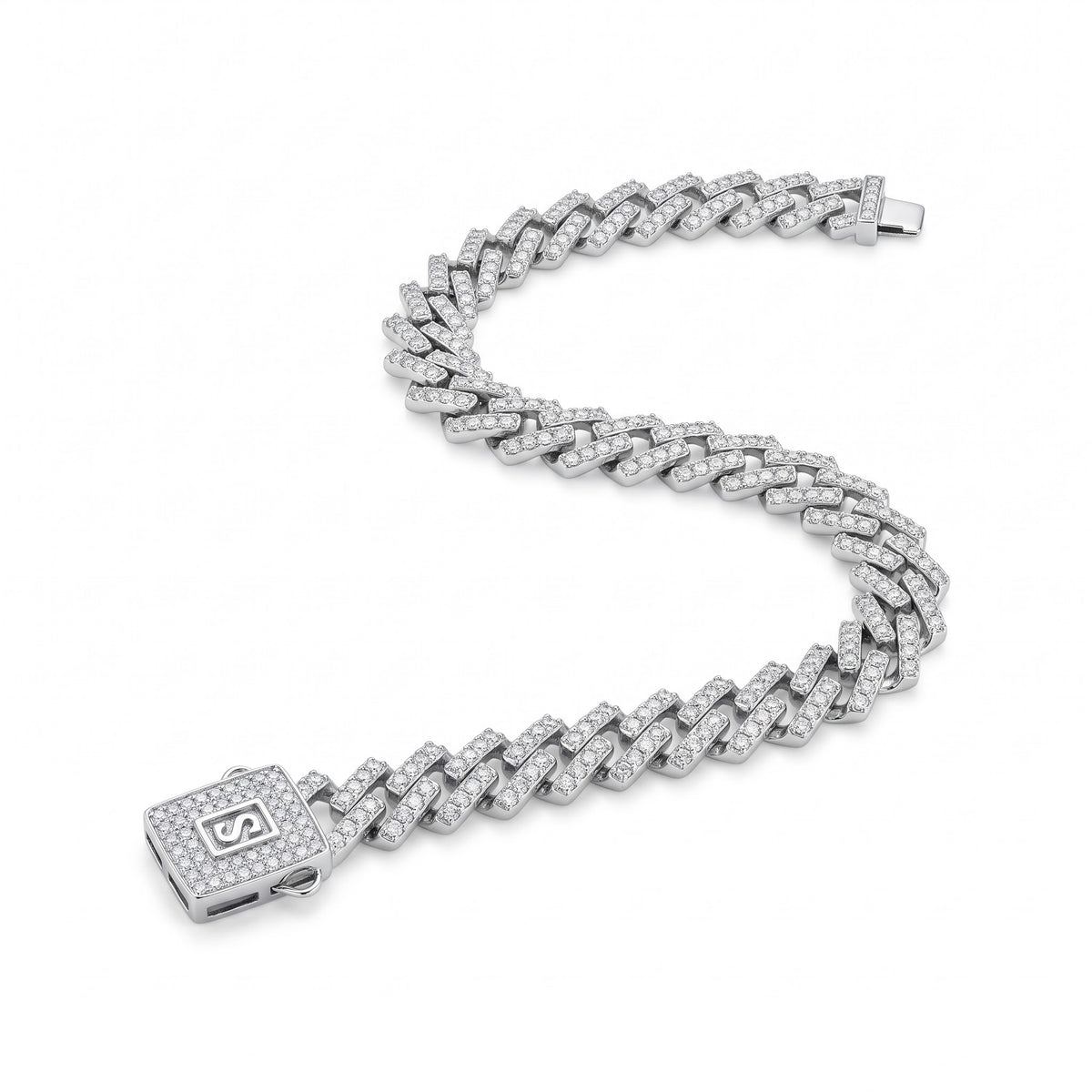 Pave Link Silver Bracelet