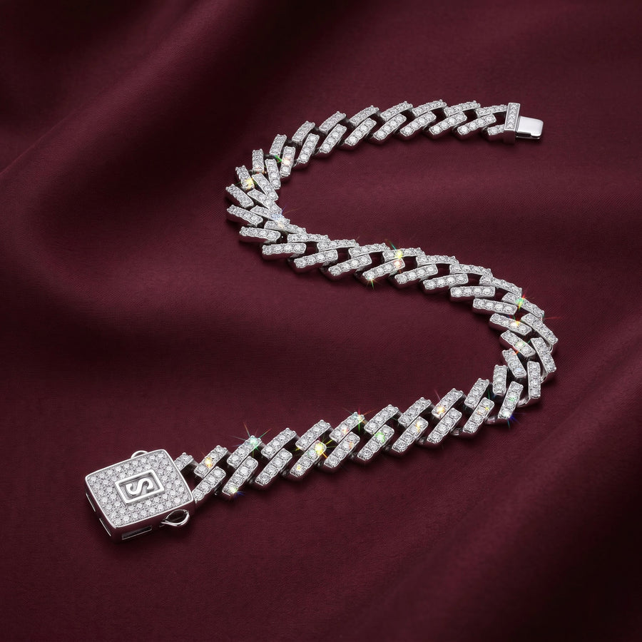 Pave Link Silver Bracelet