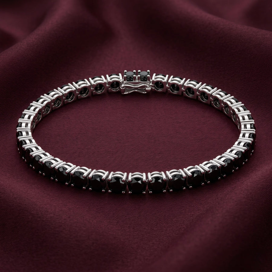 Black Stone Men's Silver Bracelet