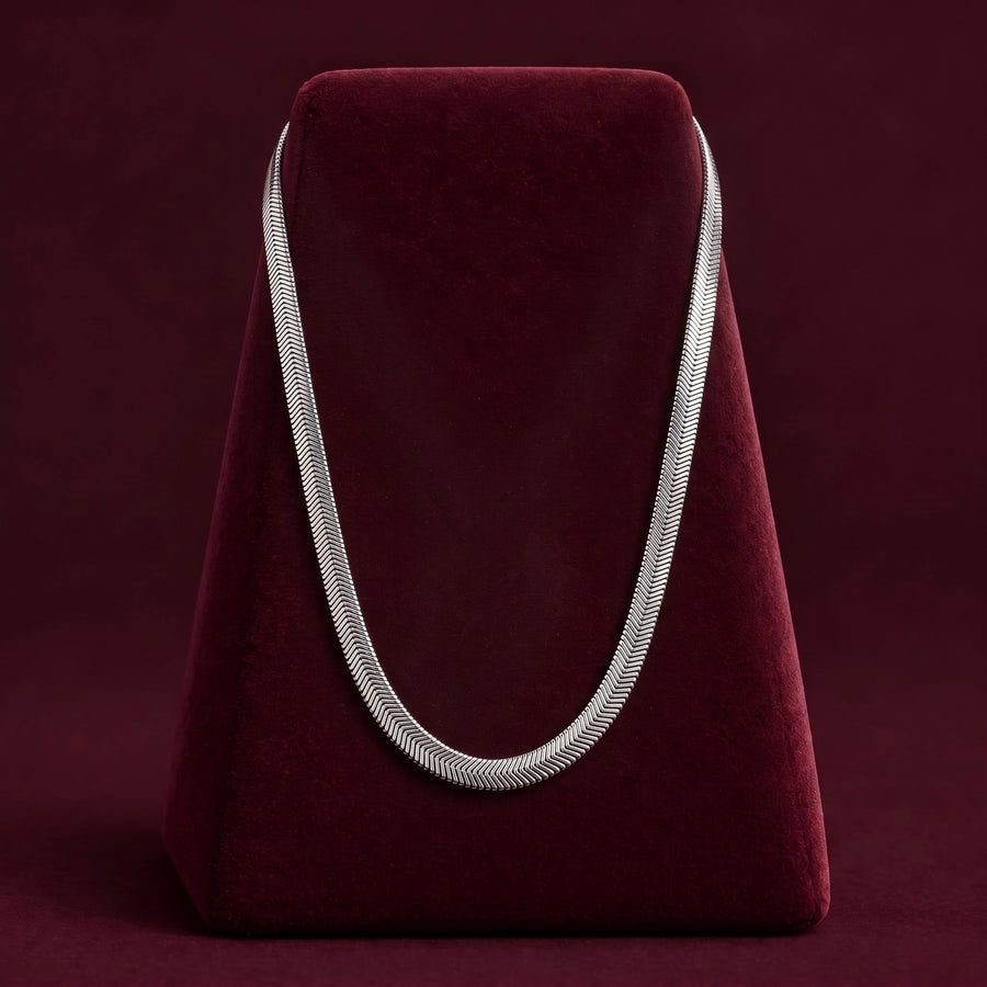 Classic Silver-Tone Herringbone Snake  Chain for Men