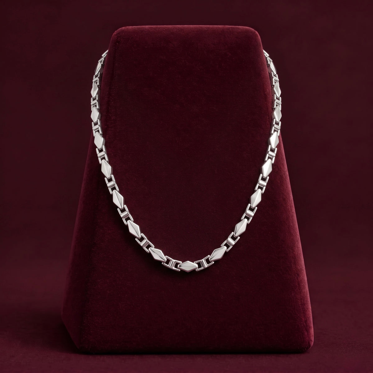 Geometric Silver-Tone Link Chain for Men