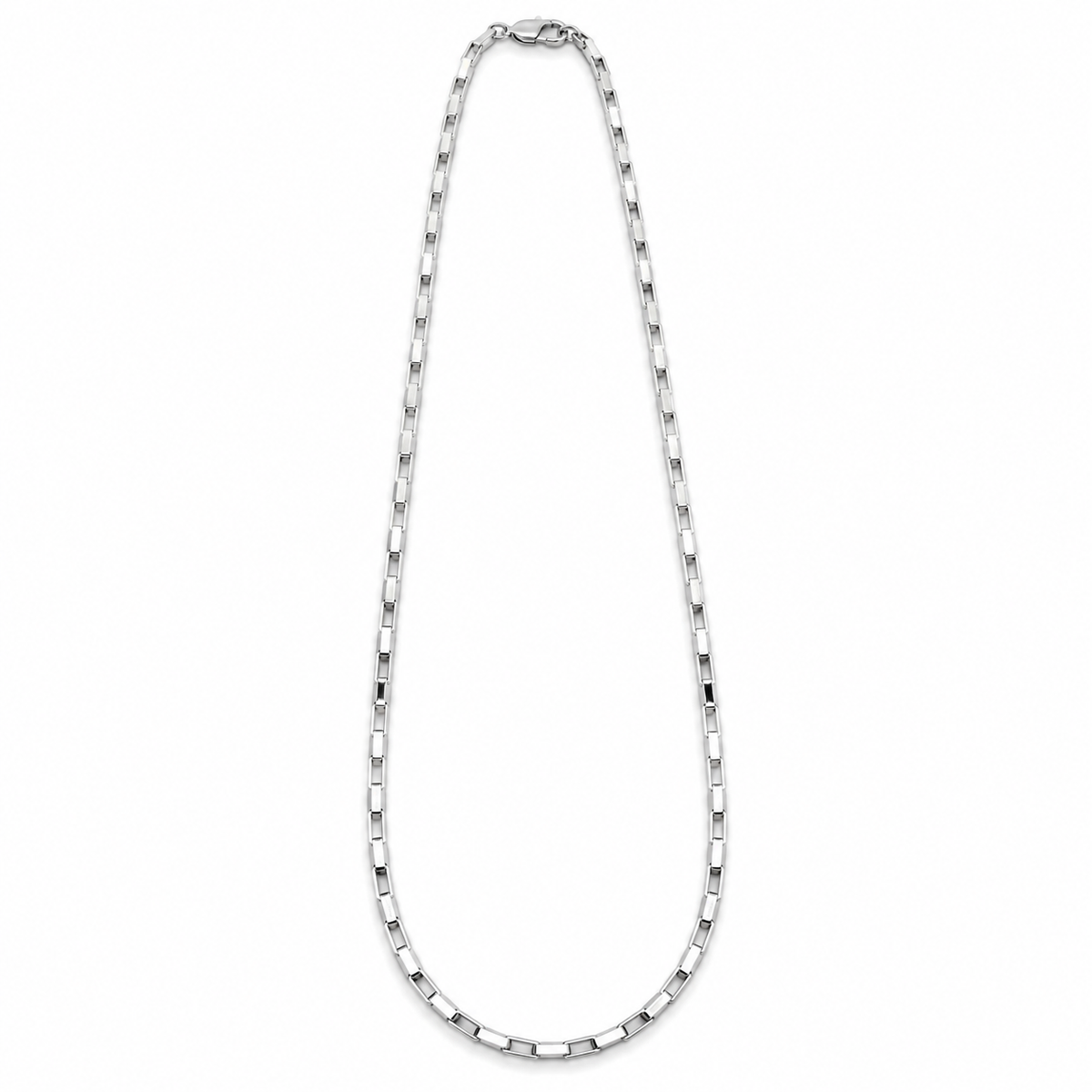 Minimal Silver-Tone Box Link Chain for Men ( Non Sterling ) HUID hallmark