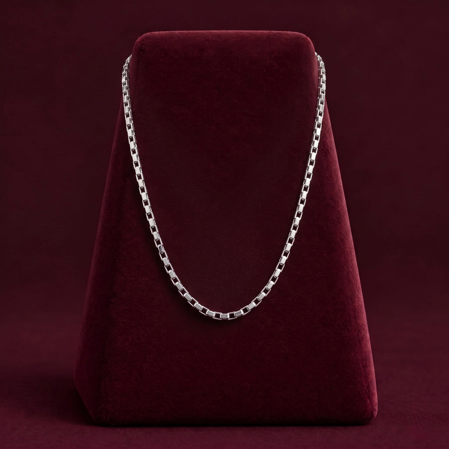 Minimal Silver-Tone Box Link Chain for Men ( Non Sterling ) HUID hallmark