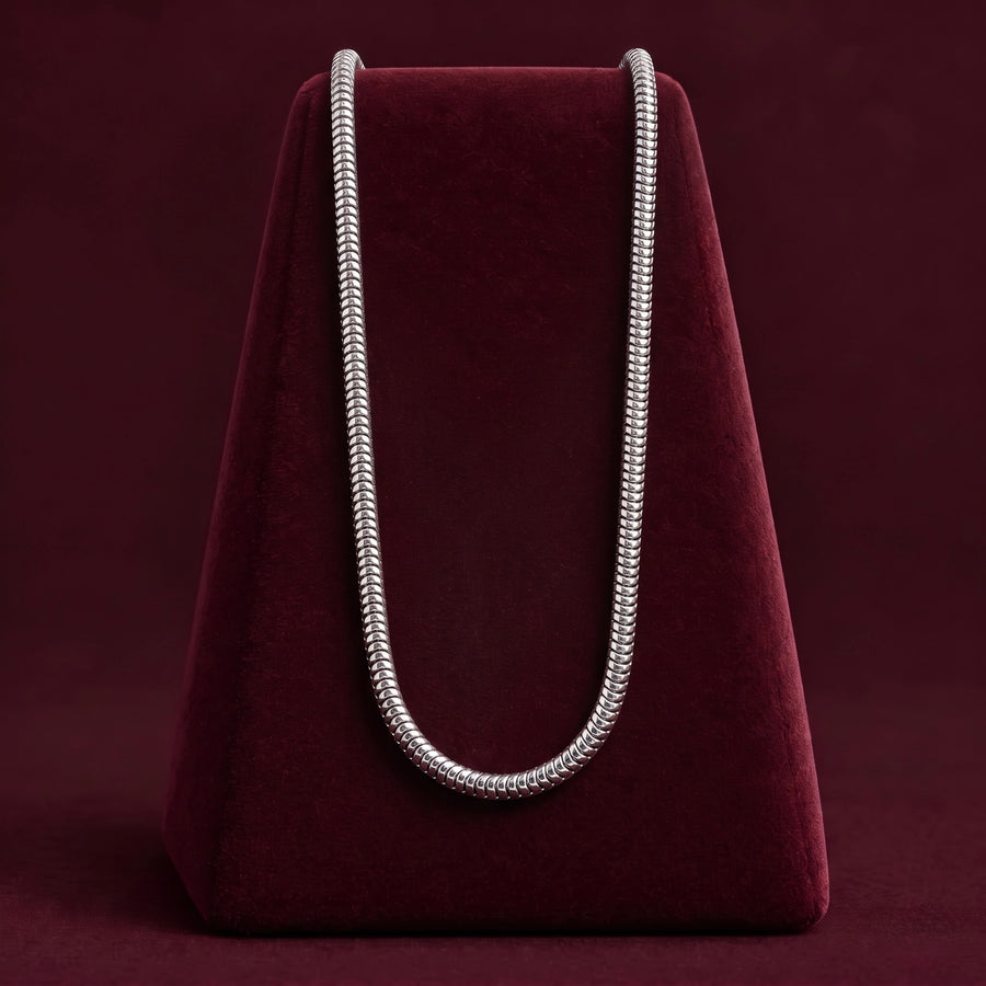 Classic Silver-Tone Snake Link Chain for Men ( Non Sterling ) HUID hallmark