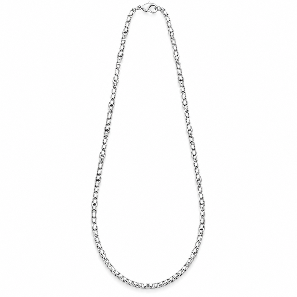 Classic Silver-Tone Box Link Chain for Men ( Non sterling ) HUID hallmark