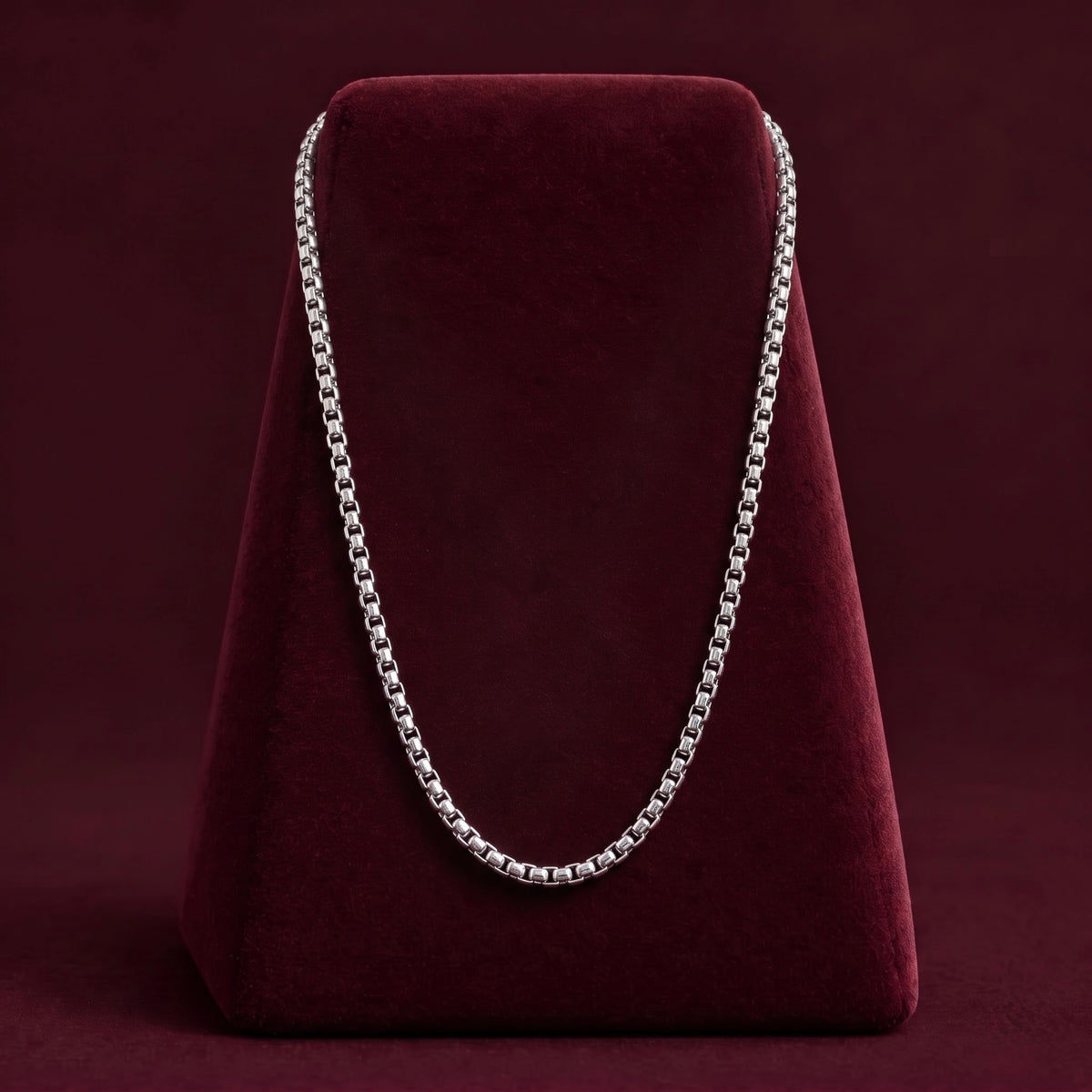 Classic Silver-Tone Box Link Chain for Men ( Non sterling ) HUID hallmark