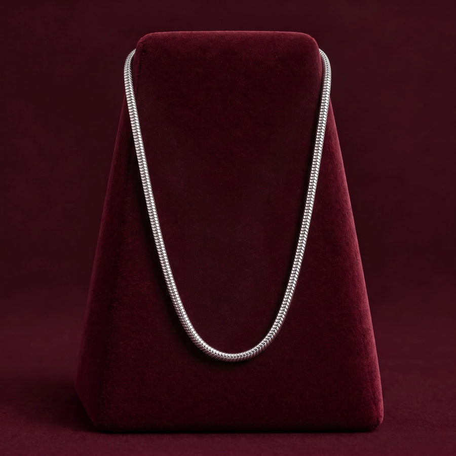 Classic Silver-Tone Snake Chain for Men ( Non Sterling ) With HUID hallmark