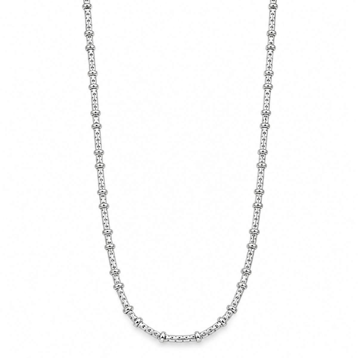 Classic Silver-Tone Beaded Link Chain for Men ( Non Sterling ) with HUID hallmark