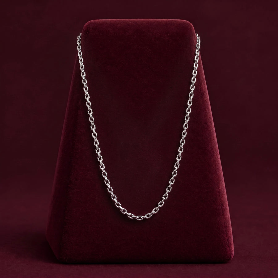 Classic Silver-Tone Cable Link Chain for Men ( Non Sterling ) with HUID hallmark