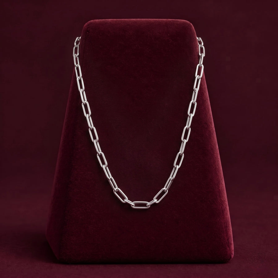 Modern Silver-Tone Paperclip Chain for Men ( Non Sterling ) with HUID hallmark
