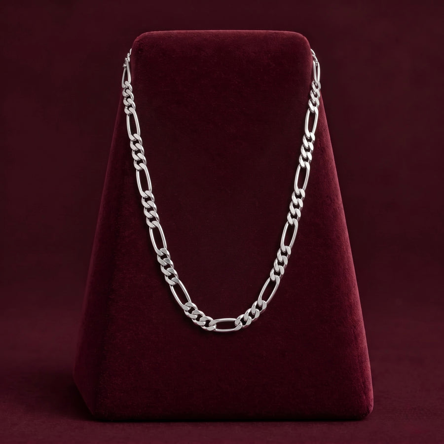 Silver-Tone Alternating Link Chain for Men (Non Sterling ) with HUID hallmark