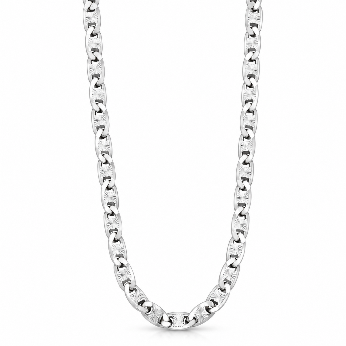 Radiant Engraved Link Silver-Tone Chain for Men ( Non Sterling )  with HUID hallmark