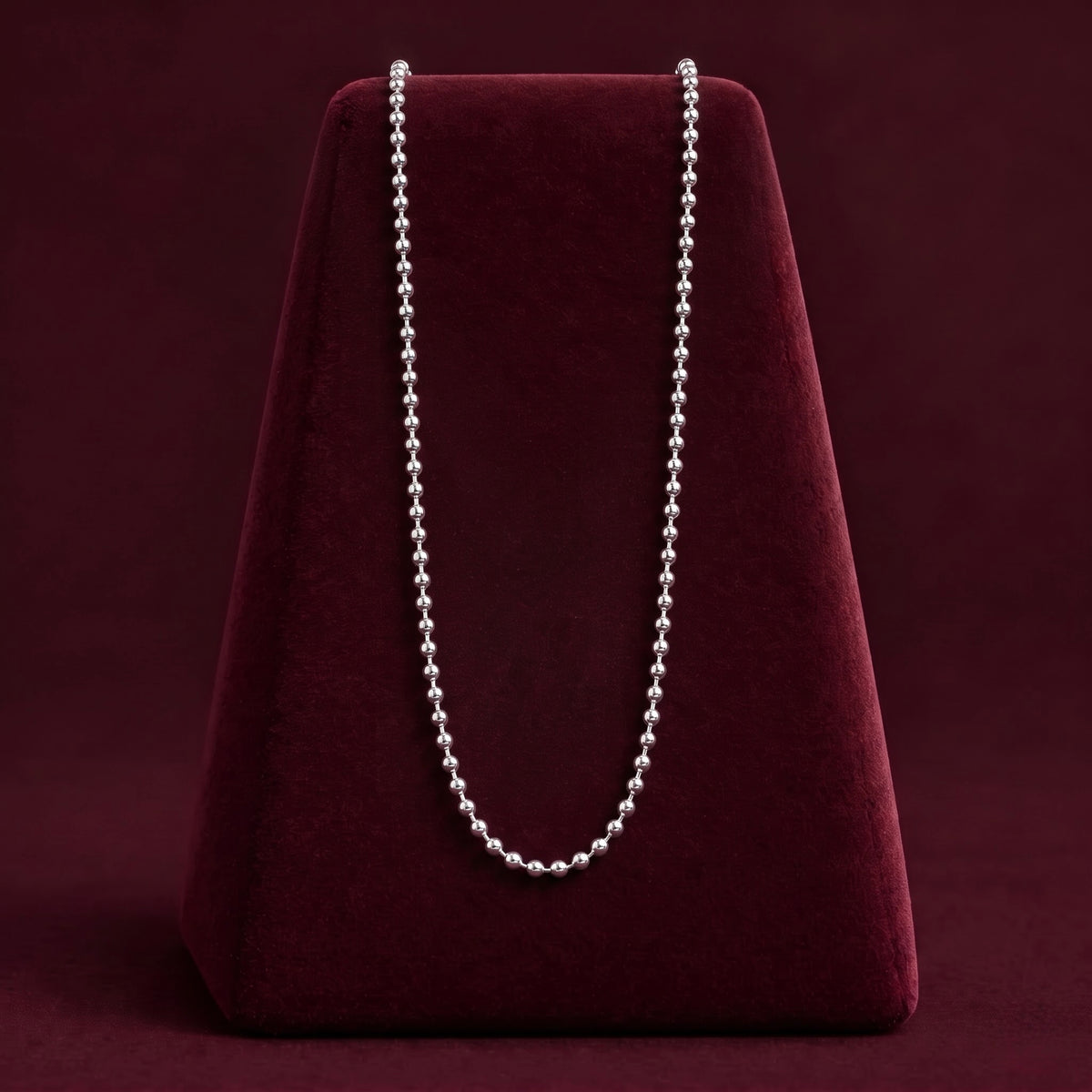 Classic Silver-Tone Ball Chain for Men ( Non Sterling ) With HUDI Hallmark